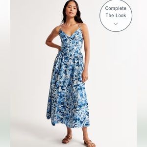 NWT Abercrombie navy blue floral strapless maxi dress